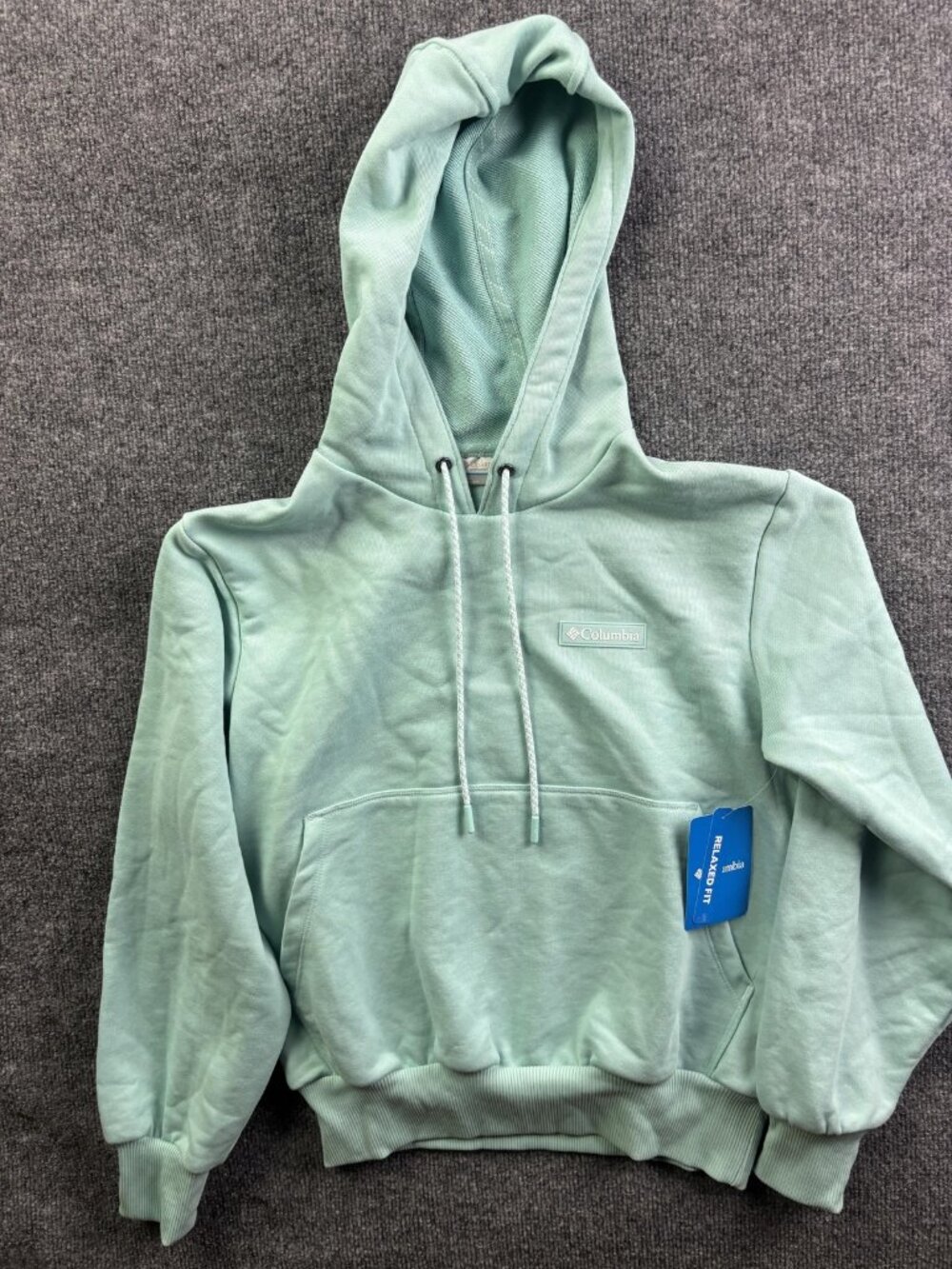 Columbia Hoodie Sweatshirt Womens‎ XS Green Marble Canyon Relaxed Fit Pullover